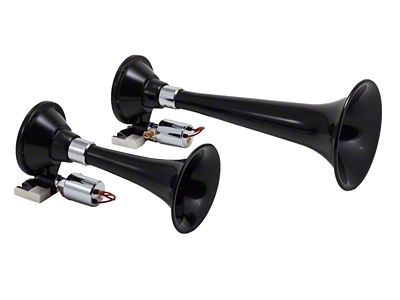 ABS Dual Air Horn with Dual Vortex 4 Solenoid Valve; Black (Universal; Some Adaptation May Be Required)