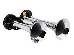 Compact Dual Air Horn System; Chrome; Zinc Alloy (Universal; Some Adaptation May Be Required)