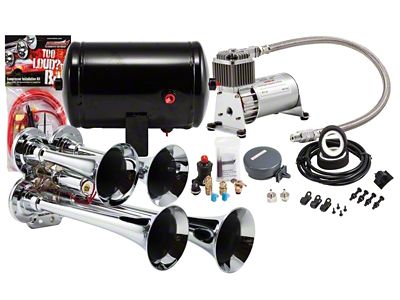 ProBlaster Compact Quad Air Horn System; Chrome (Universal; Some Adaptation May Be Required)