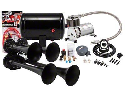 ProBlaster Compact Quad Air Horn System; Black (Universal; Some Adaptation May Be Required)