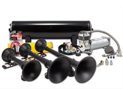 ProBlaster Ultimate Triple Air Horn System; Black (Universal; Some Adaptation May Be Required)