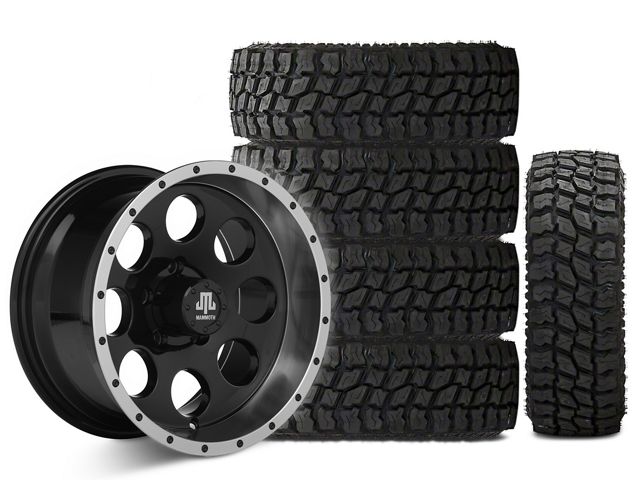 15x8 Mammoth 8 Beadlock Style Wheel & 31in Mudclaw Mud-Terrain Comp MTX Tire Package; Set of 5 (97-06 Jeep Wrangler TJ)