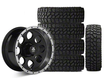 15x8 Mammoth 8 Beadlock Style Wheel - 31in 31x10.50R15 Mudclaw Mud-Terrain Comp MTX Tire; Wheel & Tire Package; Set of 5 (97-06 Jeep Wrangler TJ)