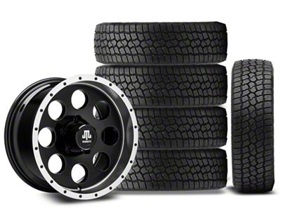 16x8 Mammoth 8 Beadlock Style Wheel & 33in Milestar All-Terrain Patagonia AT/R Tire Package; Set of 5 (07-18 Jeep Wrangler JK)