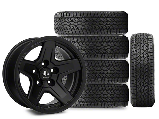 15x8 Mammoth Boulder Wheel & 31in Atturo All-Terrain Trail Blade A/T Tire Package; Set of 5 (87-95 Jeep Wrangler YJ)