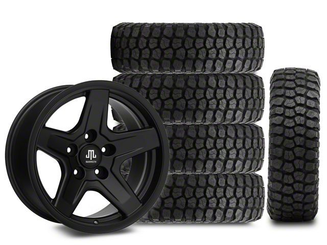 17x9 Mammoth Boulder Wheel & 35in Ironman Mud-Terrain All Country Tire Package; Set of 5 (07-18 Jeep Wrangler JK)