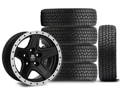 15x8 Mammoth Boulder Beadlock Style Wheel & 31in Milestar All-Terrain Patagonia AT/R Tire Package; Set of 5 (97-06 Jeep Wrangler TJ)