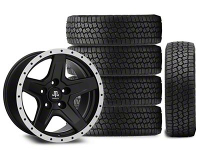 17x9 Mammoth Boulder Beadlock Style Wheel & 33in Milestar All-Terrain Patagonia AT/R Tire Package; Set of 5 (07-18 Jeep Wrangler JK)