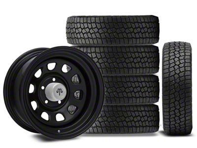 15x8 Mammoth D Window Wheel - 31in 31x10.50R15 Milestar All-Terrain Patagonia AT/R Tire; Wheel & Tire Package; Set of 5 (87-95 Jeep Wrangler YJ)