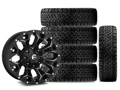 17x9 Fuel Assault Wheel & 33in BF Goodrich All-Terrain T/A KO Tire Package; Set of 5 (07-18 Jeep Wrangler JK)