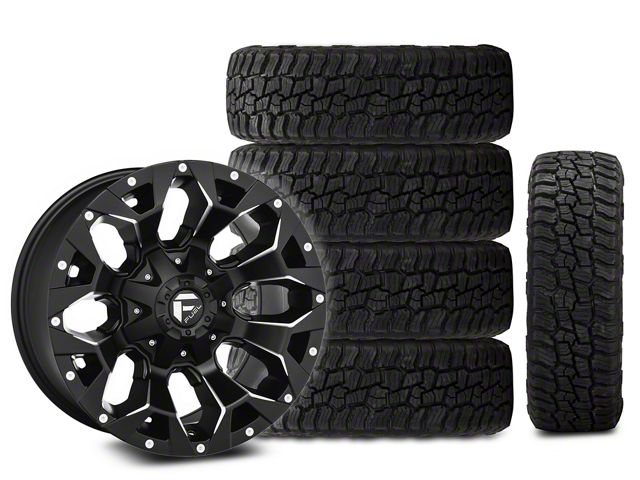 17x9 Fuel Assault Wheel & 35in Mickey Thompson All-Terrain Baja Boss Tire Package; Set of 5 (18-24 Jeep Wrangler JL)