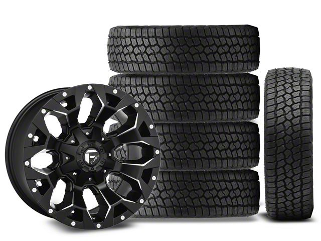 17x9 Fuel Assault Wheel & 35in Milestar All-Terrain Patagonia AT/R Tire Package; Set of 5 (18-24 Jeep Wrangler JL)