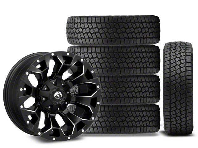 18x9 Fuel Assault Wheel & 35in 35x12.50R18 Milestar All-Terrain Patagonia AT/R Tire Package; Set of 5 (18-24 Jeep Wrangler JL)