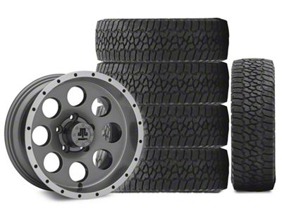 15x8 Mammoth 8 Beadlock Style Wheel - 33in 33x12.50R15 Falken All-Terrain Wildpeak A/T3W Tire; Wheel & Tire Package; Set of 5 (97-06 Jeep Wrangler TJ)