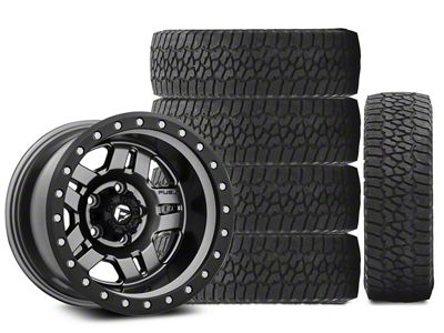 15x10 Fuel Wheels ANZA Wheel - 33in 33x12.50R15 Falken All-Terrain Wildpeak A/T3W Tire; Wheel & Tire Package; Set of 5 (97-06 Jeep Wrangler TJ)