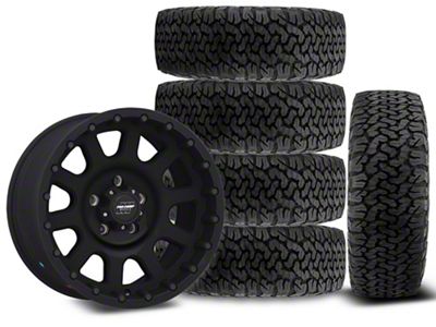Pro Comp 32 Series Bandido Flat Black; 17x9 Wheel & BF Goodrich All-Terrain T/A KO2; Set of 5 (07-18 Jeep Wrangler JK)
