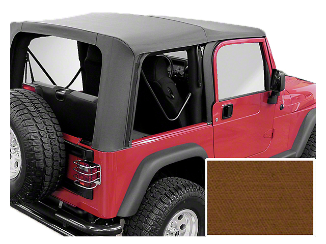 Rugged Ridge Replacement Soft Top with Clear Windows and No Door Skins; Dark Tan (97-02 Jeep Wrangler TJ)