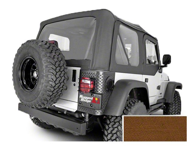 Rugged Ridge Replacement Soft Top with Clear Windows and Door Skins; Dark Tan (97-02 Jeep Wrangler TJ)