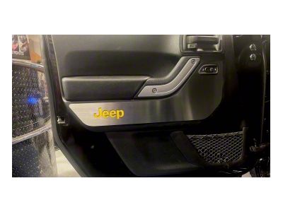 Door Guards with Jeep Logo Inlay; Front and Rear; Yellow Carbon Fiber (07-18 Jeep Wrangler JK 4-Door)