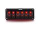 Nilight 6-Gang Aluminum Rocker Switch Panel with Rocker Switches; Red LED (Universal; Some Adaptation May Be Required)