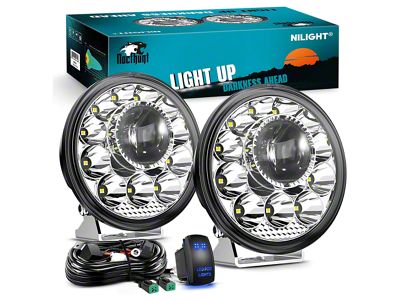 Nilight 5.70-Inch Round 5D Pro Night Vision LED Lights; Flood Beam (Universal; Some Adaptation May Be Required)