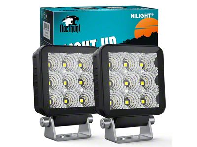 Nilight 3-Inch Square LED Lights; Flood Beam (Universal; Some Adaptation May Be Required)