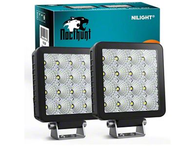 Nilight 4-Inch Square LED Lights; Flood Beam (Universal; Some Adaptation May Be Required)