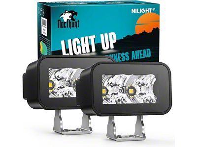 Nilight 3-Inch Rectangle LED Lights; Flood Beam (Universal; Some Adaptation May Be Required)