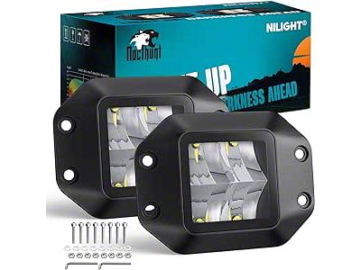 Nilight 4.70-Inch 4 LED Bumper Lights; Flood Beam (Universal; Some Adaptation May Be Required)