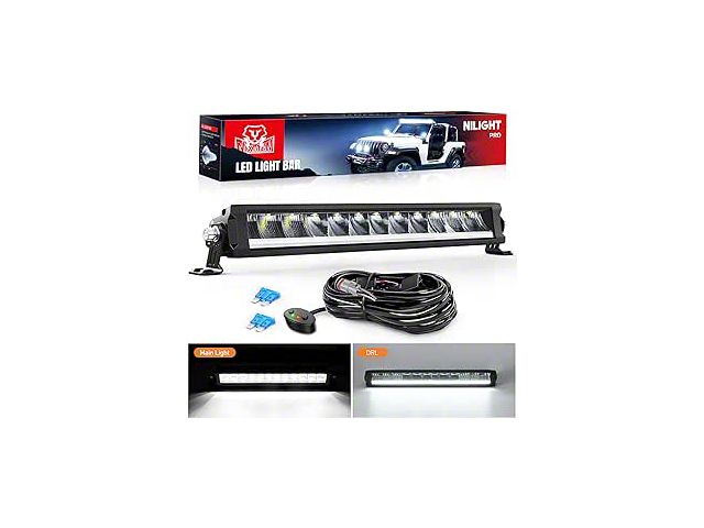 Nilight 15.50-Inch Single Row LED Light Bar with DRL; Anti-Glare Flood/Spot Combo Beam (Universal; Some Adaptation May Be Required)