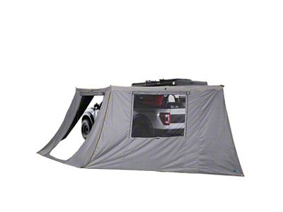 Overland Vehicle Systems Nomadic 180 Awning Wall with Door and Windows; Dark Gray with Green Trim (Universal; Some Adaptation May Be Required)