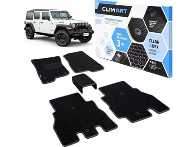 Custom Fit Front and Rear Floor Liners; Black (18-24 Jeep Wrangler JL)