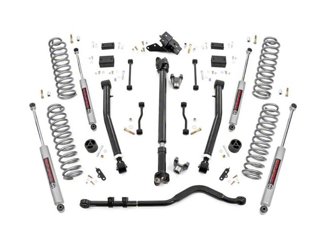 Rough Country 3.50-Inch Suspension Lift Kit with Adjustable Lower Control Arms and Premium N3 Shocks (2024 Jeep Wrangler JL 4-Door, Excluding 4xe & Rubicon)