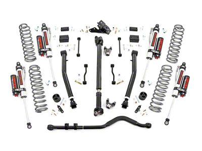 Rough Country 3.50-Inch Suspension Lift Kit with Adjustable Lower Control Arms and Vertex Reservoir Shocks (2024 Jeep Wrangler JL 2-Door Rubicon)