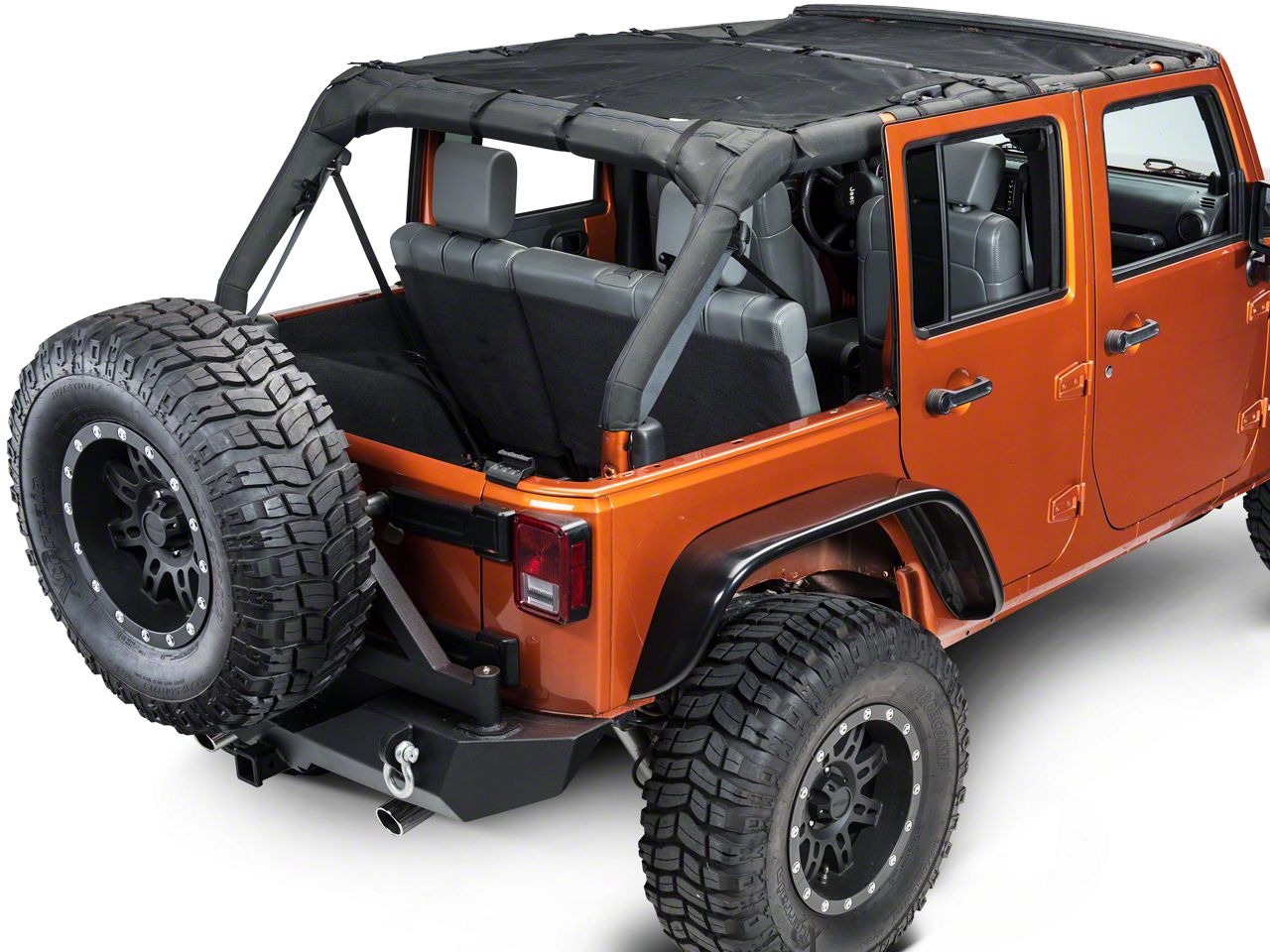 Dirty Dog 4x4 Jeep Wrangler Front & Rear Sun Screen J4SS07F2BK (07-18 ...