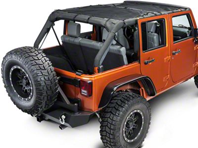 Dirty Dog 4x4 Front and Rear Seat Sun Screen; Black (07-18 Jeep Wrangler JK 4 Door)