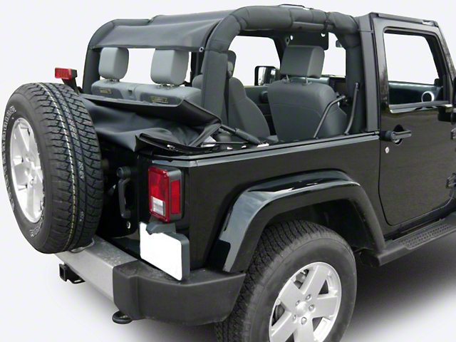 Dirty Dog 4x4 Rear Seat Sun Screen; Black (07-18 Jeep Wrangler JK 2 Door)