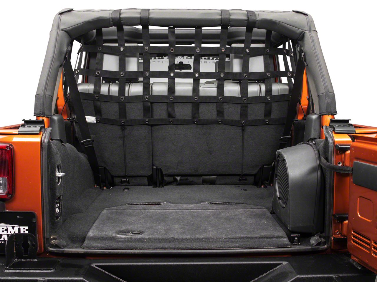 Pet divider outlet for jeep wrangler