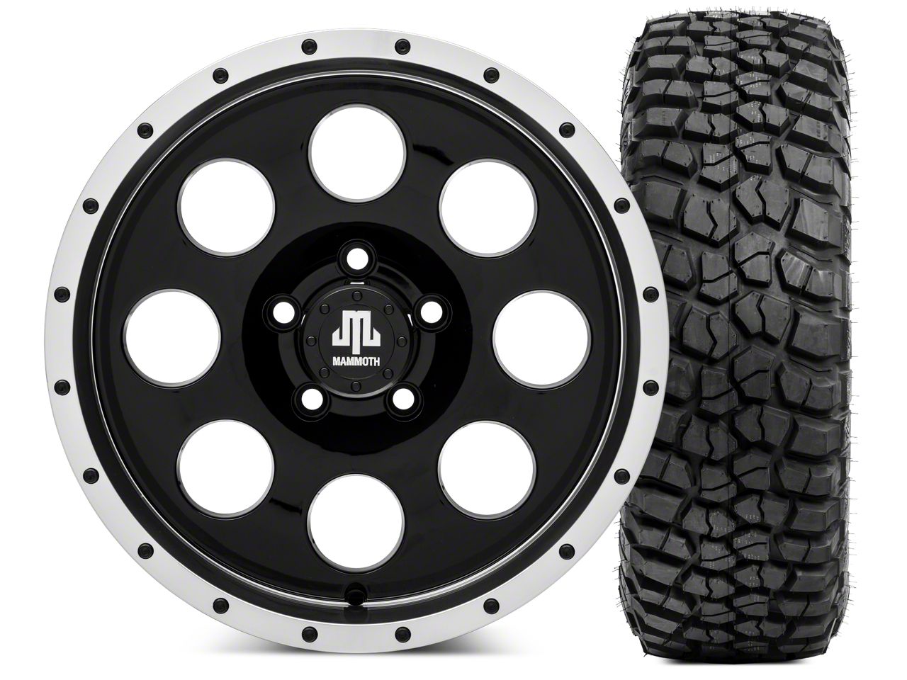 Mammoth Jeep Wrangler 8 Beadlock 16x8 Wheel & BFG KM2 315/75 16 Tire Kit J200049 (8706 Jeep