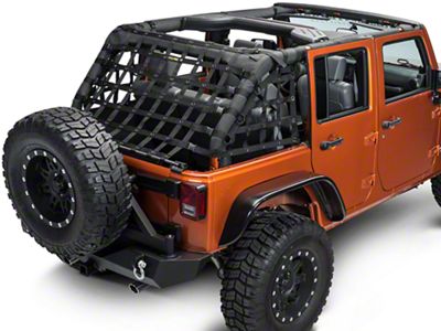 Dirty Dog 4x4 3-Piece Rear Netting Kit; Black (07-18 Jeep Wrangler JK 4 Door)
