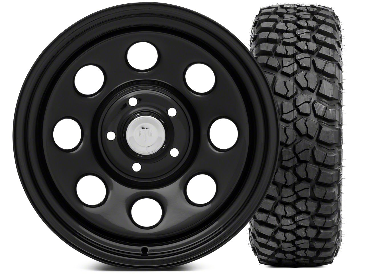 Mammoth Jeep Wrangler 8 Wheel Steel 17x9 Wheel and BFG KM2 Tire 305/