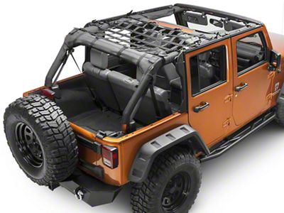 Dirty Dog 4x4 Rear Seat Netting; Black (07-18 Jeep Wrangler JK 4 Door)