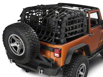 Dirty Dog 4x4 Rear Seat Netting; Black (07-18 Jeep Wrangler JK 2 Door)