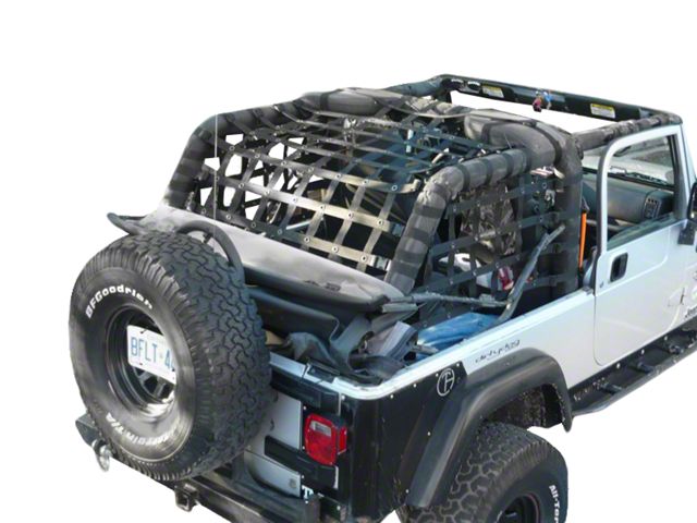 Dirty Dog 4x4 3-Piece Rear Netting Kit; Black (04-06 Jeep Wrangler TJ Unlimited)