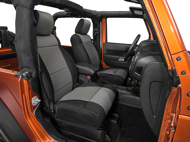 Rugged Ridge Neoprene Front Seat Covers; Black/Gray (11-18 Jeep Wrangler JK)