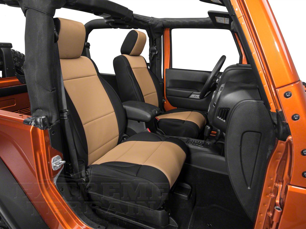 Rugged Ridge Jeep Wrangler Neoprene Front Seat Covers - Black/Tan   (11-18 Jeep Wrangler JK)