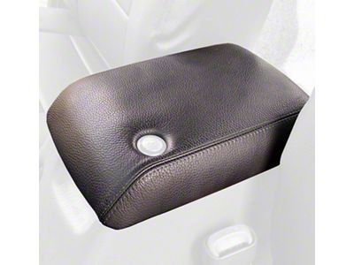Armrest Cover with Lock Cylinder Cutout; Black Leather with Blue Stitching (97-06 Jeep Wrangler TJ)