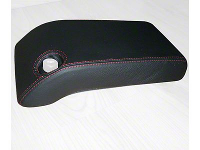 Armrest Cover with Recessed Lock Cylinder Cutout; Black Leather with Red Stitching (97-06 Jeep Wrangler TJ)