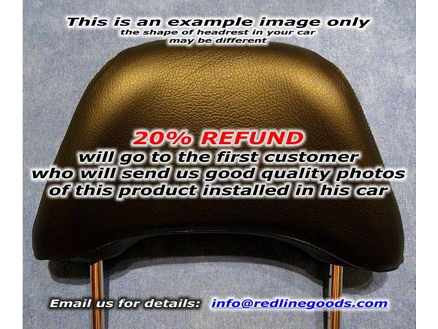Front Headrest Cover; Black Leather with Blue Stitching (11-18 Jeep Wrangler JK)