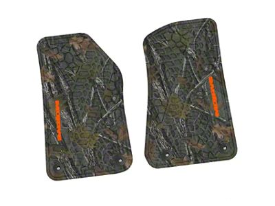 FLEXTREAD Factory Floorpan Fit Tire Tread/Scorched Earth Scene Front Floor Mats with Orange Mojave Insert; Rugged Woods (20-24 Jeep Gladiator JT)